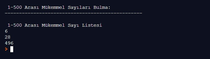 C++ ile 1-500 Arası Mükemmel Sayıları Listeleme – Web Tasarım & Programlama