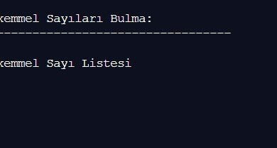 C++ ile 1-500 Arası Mükemmel Sayıları Listeleme – Web Tasarım & Programlama