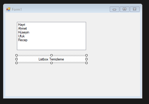 C# Listbox içindeki Tüm Öğeleri Temizleme – Web Tasarım & Programlama