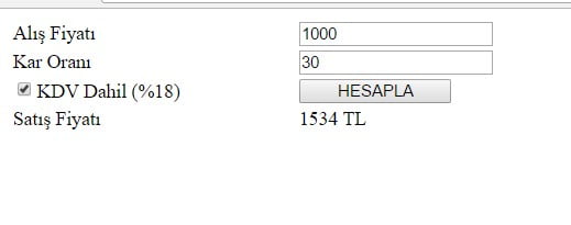 ASP.NET KDV’li Satış Fiyatı Hesaplama