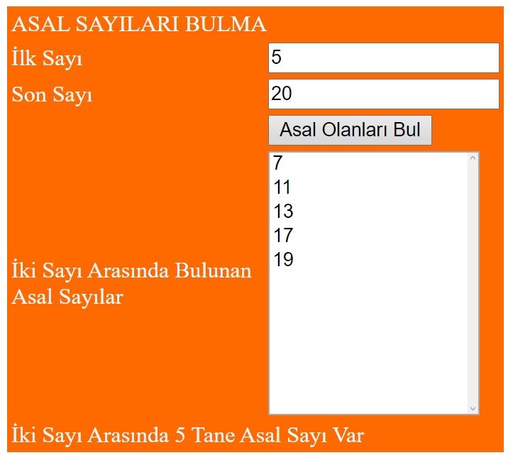 ASP.NET ile İki Sayı Arasındaki Asal Sayıları Listeleme – Web Tasarım & Programlama