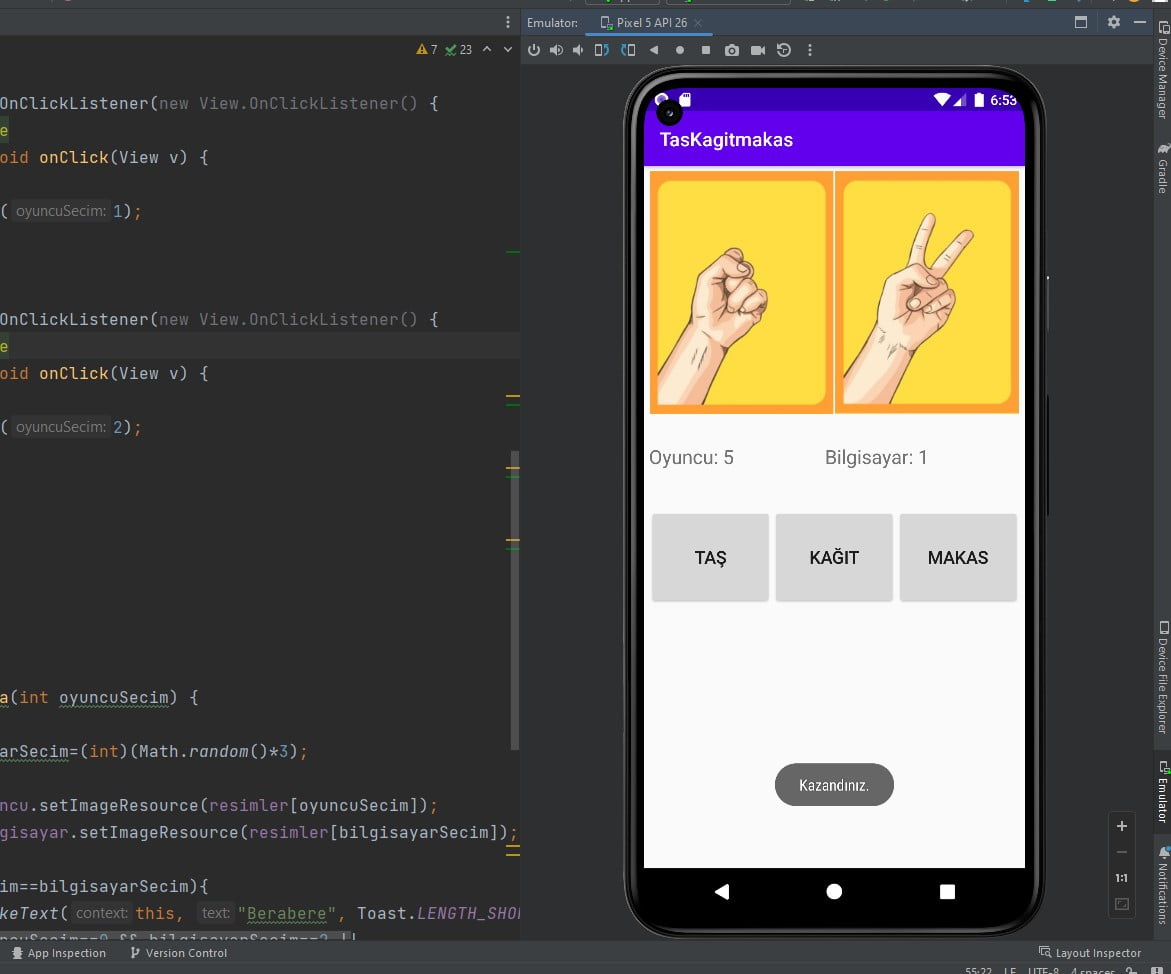 Android Java ile Taş Kağıt Makas Oyunu – Web Tasarım & Programlama