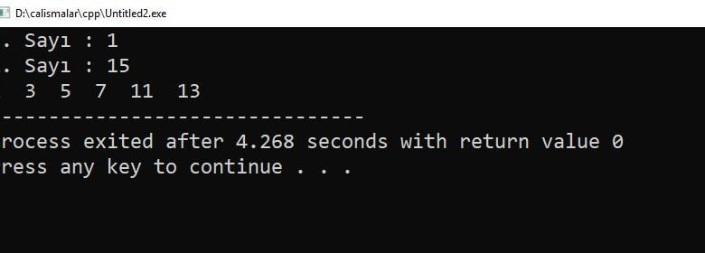 C++ İki Sayı Arasındaki Asal Sayıları Listeleme – Web Tasarım & Programlama