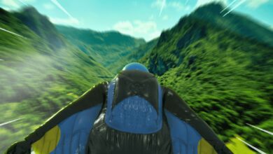 Base Jump Wing Suit Flying