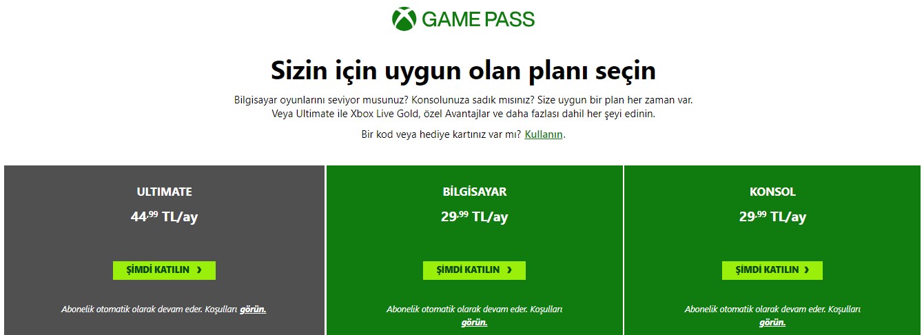 game pass eski fiyat