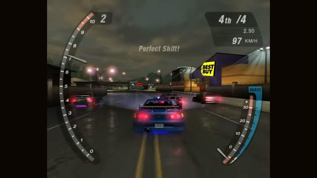 Need For Speed Underground 2 oyunu Best Buy markası ürün yerleştirmesi