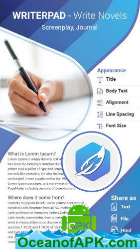 WriterPad – Write Novels, Screenplay, Journal v1.8 (Professional) APK Free Obtain